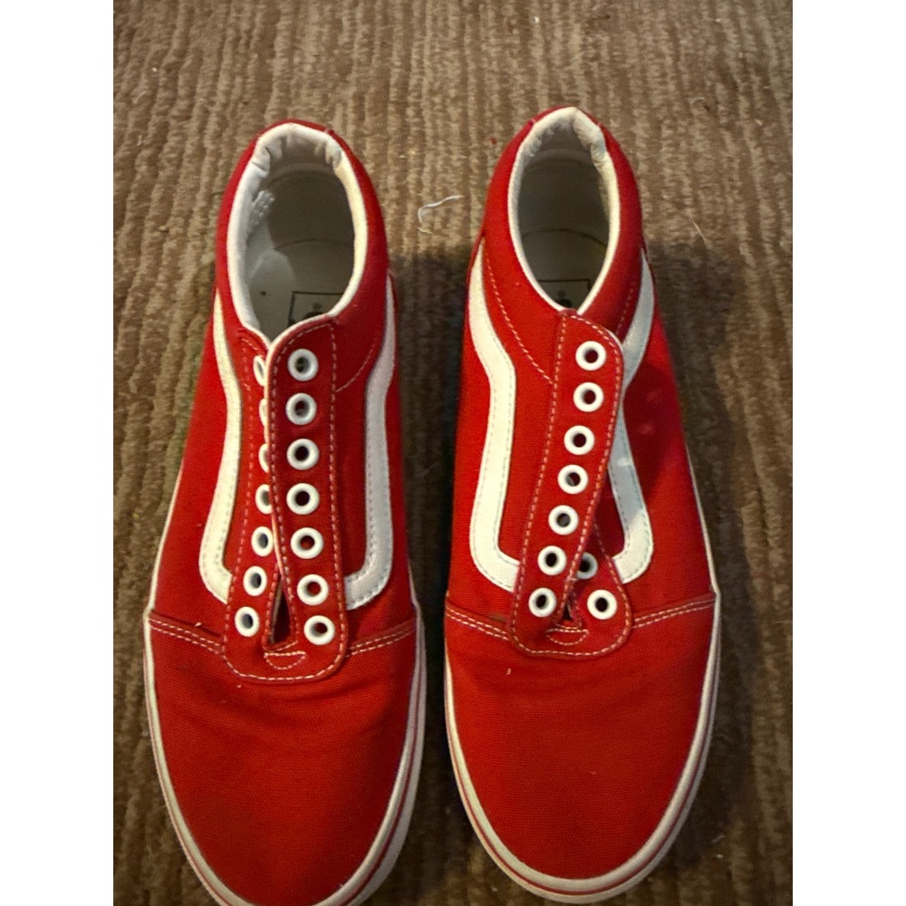 Vans Old Skool Red Canvas Sneakers Men's Size 8.5 Casual Shoes 500714‎